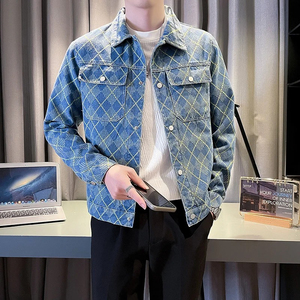 Venta al por mayor chaquetas de mezclilla para los hombres de primavera y otoño Casual abrigos de moda de los hombres de solapa ropa de calle Social Tops para los hombres - Product Image 5