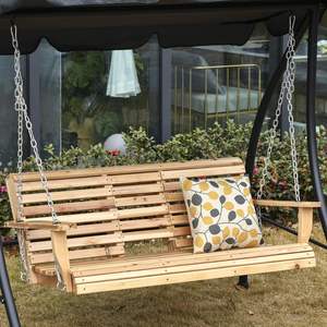 Handcrafted porch wooden <b>swing</b> for relaxing outdoor seating with rustic charm and weather-resistant durable <b>wood</b> finished - Product Image 2