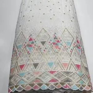 tecido de linha bordada para desenho de tecido de renda fantasia tecido de renda bordado com lantejoulas