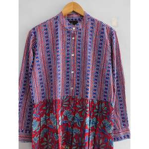 Vestido Maxi de Algodón Estampado Hecho a Mano para Mujer, Formal, de Verano, Largo hasta el Suelo, Estilo Natural, Multicolor, con Decoración de Botones Florales - Product Image 2