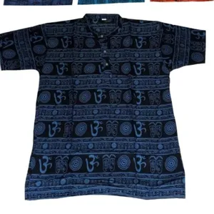 Camiseta de Yoga informal de algodón para hombre, camisa de diseñador, kurta, India, estampada, GypsyTunic, hermoso vestido