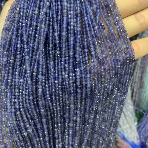 Iolite ronde naturelle à facettes 3mm 4mm perles en vrac perles de pierre véritable petit brin complet 15.5 pouces - Product Image 4