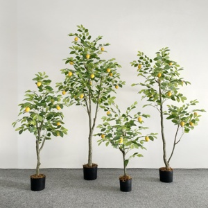 Arbre miniature <span class=keywords><strong>de</strong></span> citronnier simulé à trois fruits avec pot en <span class=keywords><strong>acier</strong></span> et tronc <span class=keywords><strong>galvanisé</strong></span> - Product Image 6