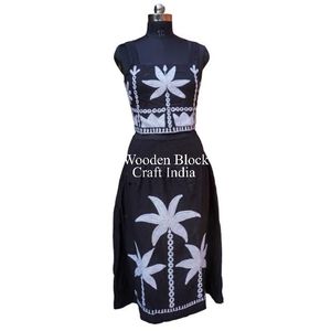 Handmade Modern Girls' Casual Unique Embroidered Floral Print 100% Cotton Knitted A-Line Top <b>Tunic</b> Elastic Waist Breathable - Product Image 2