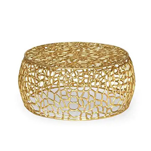 Mesa de centro de base con diseño de malla metálica con acabado dorado para sala de estar, muebles decorativos para el hogar, mesa de centro - Product Image 1