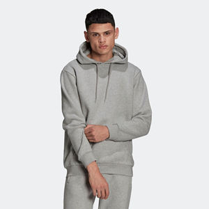 Regular Fit Heavyweight 70% Cotton 30% Recycled Polyester Fleece Essentials Trefoil Medium Heather <b>Grey</b> <b>Men</b> Pullover Hoodie - Product Image 1