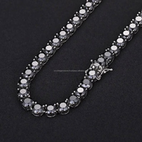 Nouveau 2024 Populaire Hiphop Fine Jewelry 6mm Glacé Noir Diamants VVS Moissanite 925 Argent Or Fiançailles Tennis Chaîne Collier