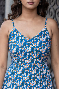 Vestido de verano de rayón 100%, hechos a mano estampado floral ecológico con motivos étnicos, vestido informal transpirable para uso diario - Product Image 4