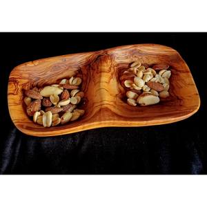 Bol de service en bois massif de qualité supérieure bol à deux compartiments pour noix séchées et collations cadeaux de pendaison de crémaillère - Product Image 5
