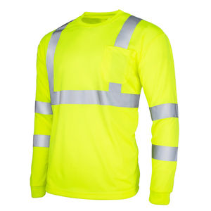T-shirt de sécurité routière haute visibilité réfléchissant à manches courtes et longues, uniforme de chantier respirant avec logo personnalisé pour hommes - Product Image 1