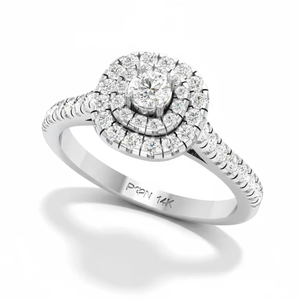 Bague de fiançailles élégante avec halo de diamants pour femmes, idéale pour les propositions de mariage, les cadeaux d'anniversaire et les bijoux romantiques à porter au quotidien - Product Image 1