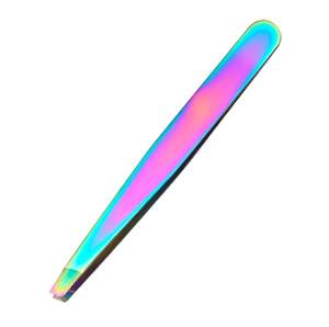 Pinzas para extensión de cejas y pestañas de acero inoxidable con etiqueta privada, Clip para depilación de Color arcoíris, Punta inclinada, cuidado Personal - Product Image 5