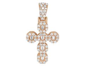 VVS Clarity Baguette Round Diamond Hip Hop Iced Out <b>Men</b> Women Christian Jesus Sterling <b>Silver</b> Cross <b>Pendant</b> - Product Image 3