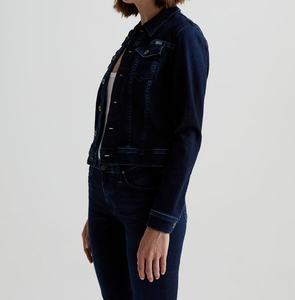 เสื้อแจ็กเก็ตผ้าเดนิมสำหรับผู้หญิงเสื้อแจ็กเก็ตผ้าคอตตอนแท้สำหรับสตรีทแวร์แบบมีซิปสีฟ้า - Product Image 2