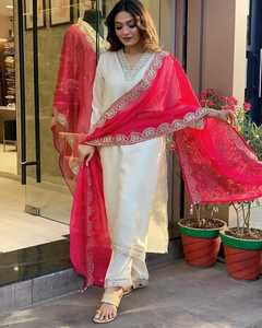 ปากีสถาน 3 ชิ้นยาวกระจาย Kurti กางเกง Dupatta ชุดผู้หญิงอินเดียDesigner Salwar Kameez Readymadeงานรื่นเริงชาติพันธุ์ - Product Image 4