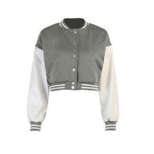 Nouvelle veste universitaire pour femme 2026, crop top tendance avec étiquette personnalisée, prix compétitif, longueur longue - Product Image 1