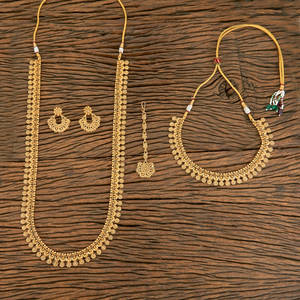 Conjunto de collar de oro liso largo chapado en oro antiguo al por mayor con Joyería Árabe - Product Image 1