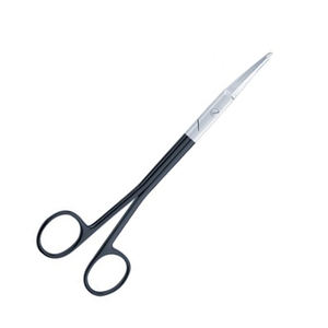 Tijeras quirúrgicas de borde romo con mango de Color negro, tijera de hoja curva de sutura de acero alemán de 4,75" - Product Image 2