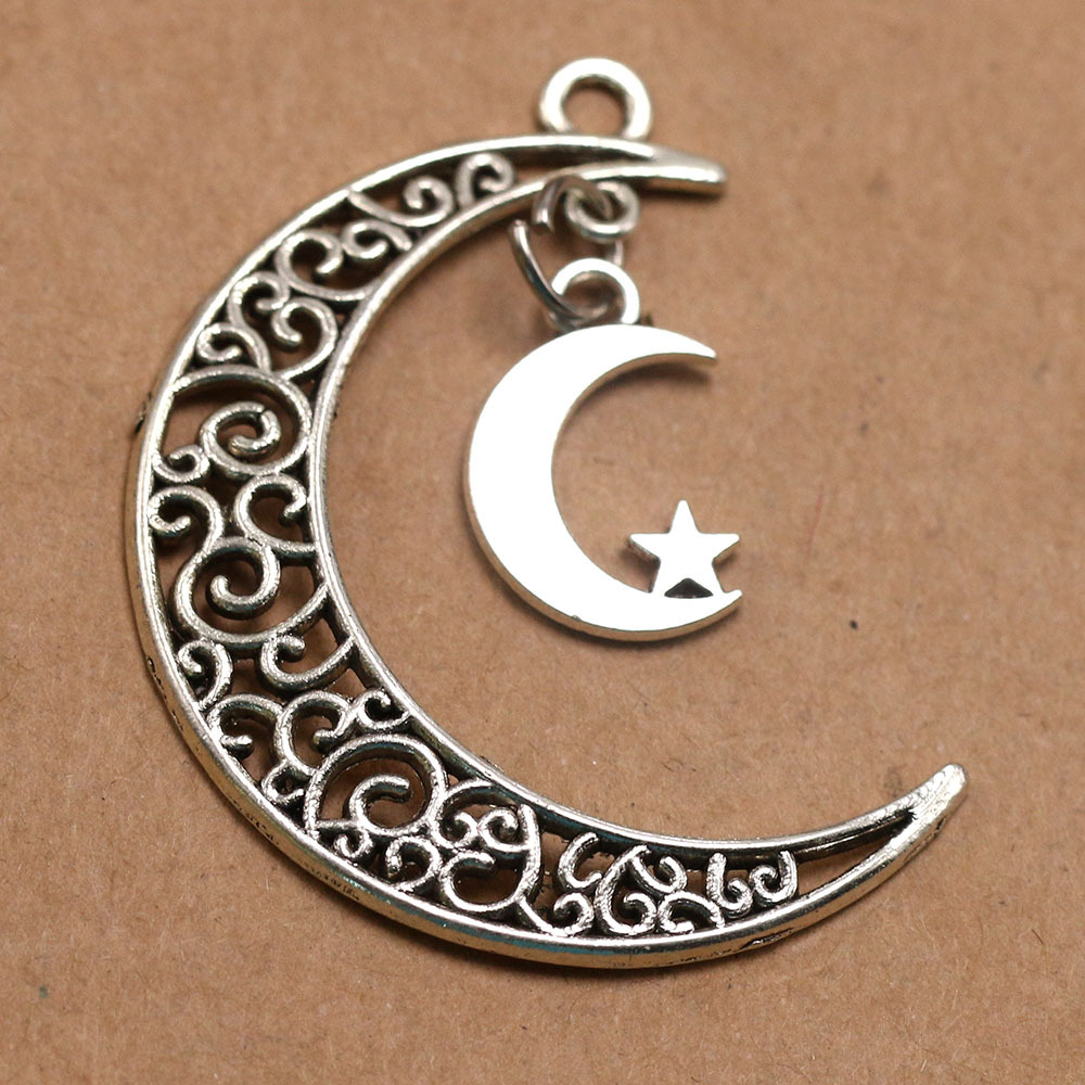 Lune 2 couleur argent antique plaqué