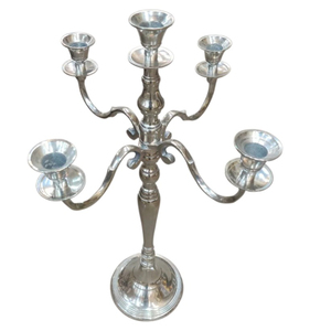 Candelabre moderne en métal aluminium pour décoration de mariage, qualité supérieure, argent poli, 5 bras, décoration de la maison et des événements, porte-bougie - Product Image 1