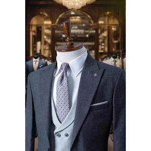 Abito taglio italiano gilet a righe grigio combinazione SD4124 - Product Image 2