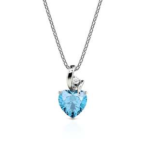 Collar de Corazón Personalizado con Dos Piedras de Nacimiento, Cadena de Circonio Chapada en Oro para Boda - Product Image 1