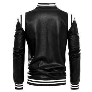 Chaqueta de cuero ajustada para hombre, con cuello vuelto PU chaqueta de cuero de alta calidad, chaqueta de cuero de moda para hombre - Product Image 5