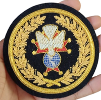 Logo personnalisé Designer 100% Bullion Wire Crest Blazer brodé à la main Insignes d'or de poche