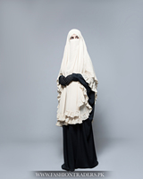 Khimar long à volants de style modeste pour femmes musulmanes, en polyester respirant, fait main, couleur unie, séchage rapide, léger et ample