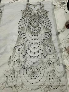 Meilleur prix 100% Polyester tissu perlé de luxe avec Zircon fait à la main fournisseur indien vêtements faisant tissé et motif de maille - Product Image 6