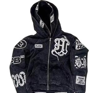 Sweat à capuche zippé brodé sérigraphié lourd sweats à capuche personnalisés pour hommes sweats à capuche surdimensionnés à fermeture éclair imprimés Dtg pour hommes - Product Image 1