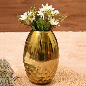 Vase à fleurs, vase antique en métal au design attrayant fini or forme de trophée Vase à fleurs ensemble de pots de jardin de différentes tailles - Product Image 1