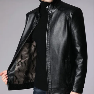 Veste en cuir d'agneau véritable de haute qualité pour hommes avec manches de fabricant professionnel pour la saison d'hiver - Product Image 2
