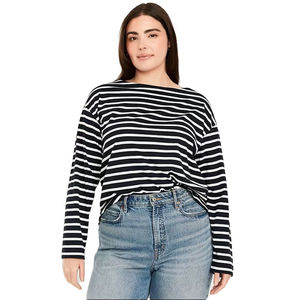 Camiseta de Manga Larga Personalizada para Mujer, Talla Grande, 100% Algodón, Estilo Casual Urbano, Ajuste Holgado, Estampado Ecológico - Product Image 5