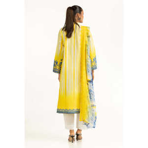 Traje de jardín amarillo de 3 piezas para mujer, elegante, moderno, estampado, largo hasta el suelo, transpirable, para cenas y uso diario, OEM/ODM disponible - Product Image 1