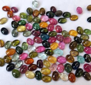 Tourmaline Naturelle Multicolore Ovale 4x6mm Cabochon Qualité Supérieure-Tourmaline Multicolore Lâche - Product Image 1