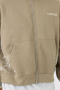 Nouveau à la mode Taupe surdimensionné Boxy Paisley bordure fermeture éclair à travers graphique basiques à capuche coton mélangé Top vente hommes sweats à capuche - Product Image 6