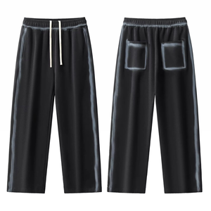 กางเกงวอร์มผ้าฟลีซโพลีเอสเตอร์สำหรับผู้ชายกางเกงวิ่งแบบลำลองขายาวผ้าฝ้ายโพลีเอสเตอร์ฟอกสีขาตรงโลโก้ออกแบบได้ตามต้องการ - Product Image 3