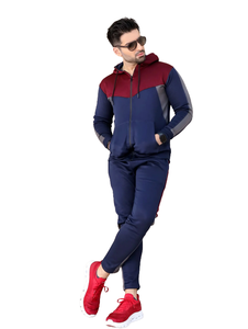 Ensemble de survêtement à capuche à blocs de couleurs pour hommes avec veste à fermeture éclair et pantalon de jogging Vêtements de sport décontractés Gym Fitness Running Outfit - Product Image 2