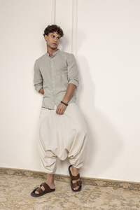 Pantalones bombachos holgados de cintura alta de talla libre para hombre, ropa de calle Bohemia clásica ecológica inspirada en Aladdin Yoga, lona oscura de algodón bueno - Product Image 5