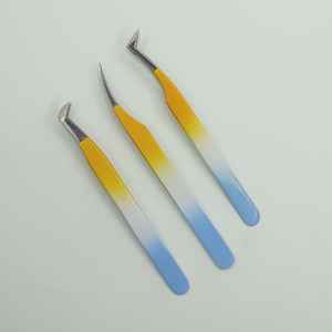 Pinzas de pestañas de punta de fibra de acero inoxidable con etiqueta privada y logotipo personalizado, pinzas de extensión de punta de fibra al por mayor - Product Image 4