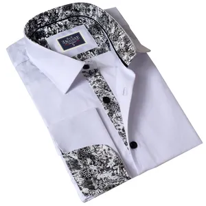 Camisa de vestir con doble puño francés de comedor de lujo para hombre con gemelos Listo en stock Envío rápido Cadenas de suministro ágiles - Product Image 1