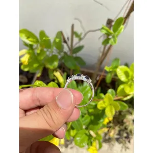 <b>925</b> <b>Silver</b> Blue Sapphire Band <b>Ring</b> Oval Cut Marquise Vintage Rhodium Vermeil Engagement IGI Certified Platinum Ongoing Setting - Product Image 5