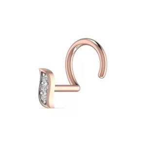 Goupille de nez de goujon de rose d'argent d'or jaune avec l'excellent vrai diamant rond - Product Image 4