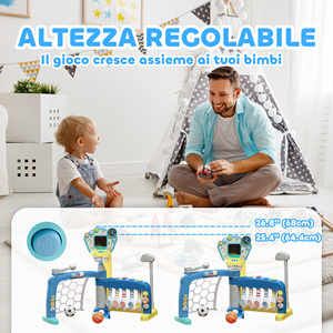 AIYAPLAY Juego Infantil 5 en 1 para Fútbol, Baloncesto, Golf, Béisbol y Bolos, en PP y ABS, 88,6x38. 7x60,4-68 cm - Product Image 6