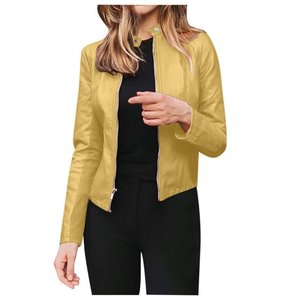 2025 dégagement léger boléro Moto motard veste courte pour femmes fermeture éclair Faux cuir moto vêtements d'extérieur coton respirant - Product Image 1