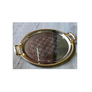 ทําจากถาดตกแต่งโต๊ะสแตนเลสถาดเสิร์ฟชาและกาแฟถาดตกแต่งทรงกลมสําหรับซัพพลายเออร์โรงแรม - Product Image 1