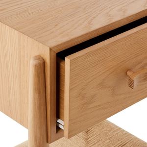 Hendrix Modern <b>Side</b> <b>Table</b> Solid Teak Wood with Woven Rope 1 <b>Drawer</b> Natural Finish for Bedroom or Hotel Living Room - Product Image 4