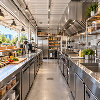 Restaurant en conteneur préfabriqué de 38,71 pieds pour station balnéaire, résistant aux intempéries et à la corrosion, avec vue sur l'océan et patio extérieur