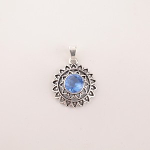 Pendentif en argent sterling, design unique, haute qualité, certifié IGI, collier ethnique floral fait à la main, pierre de naissance de décembre - Product Image 1